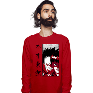 Shirts Long Sleeve Shirts, Unisex / Small / Red Neo Tokyo