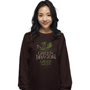 Shirts Long Sleeve Shirts, Unisex / Small / Dark Chocolate Green Dragon Lager