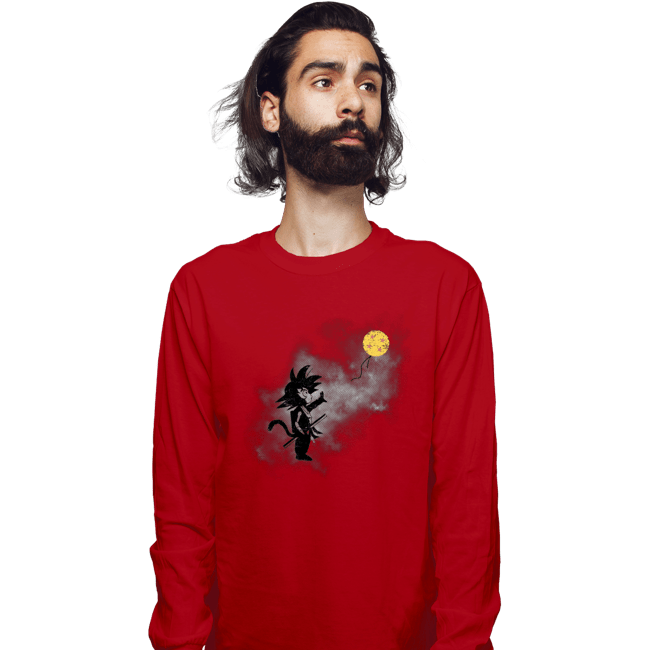 Shirts Long Sleeve Shirts, Unisex / Small / Red Saiyan With Balloon