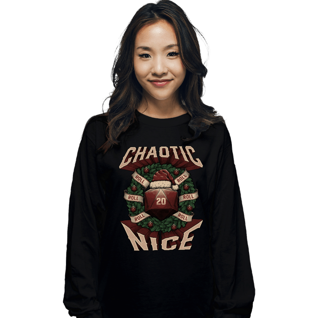 Shirts Long Sleeve Shirts, Unisex / Small / Black Chaotic Nice Christmas