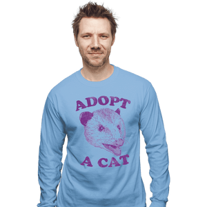 Shirts Long Sleeve Shirts, Unisex / Small / Powder Blue Adopt A Cat