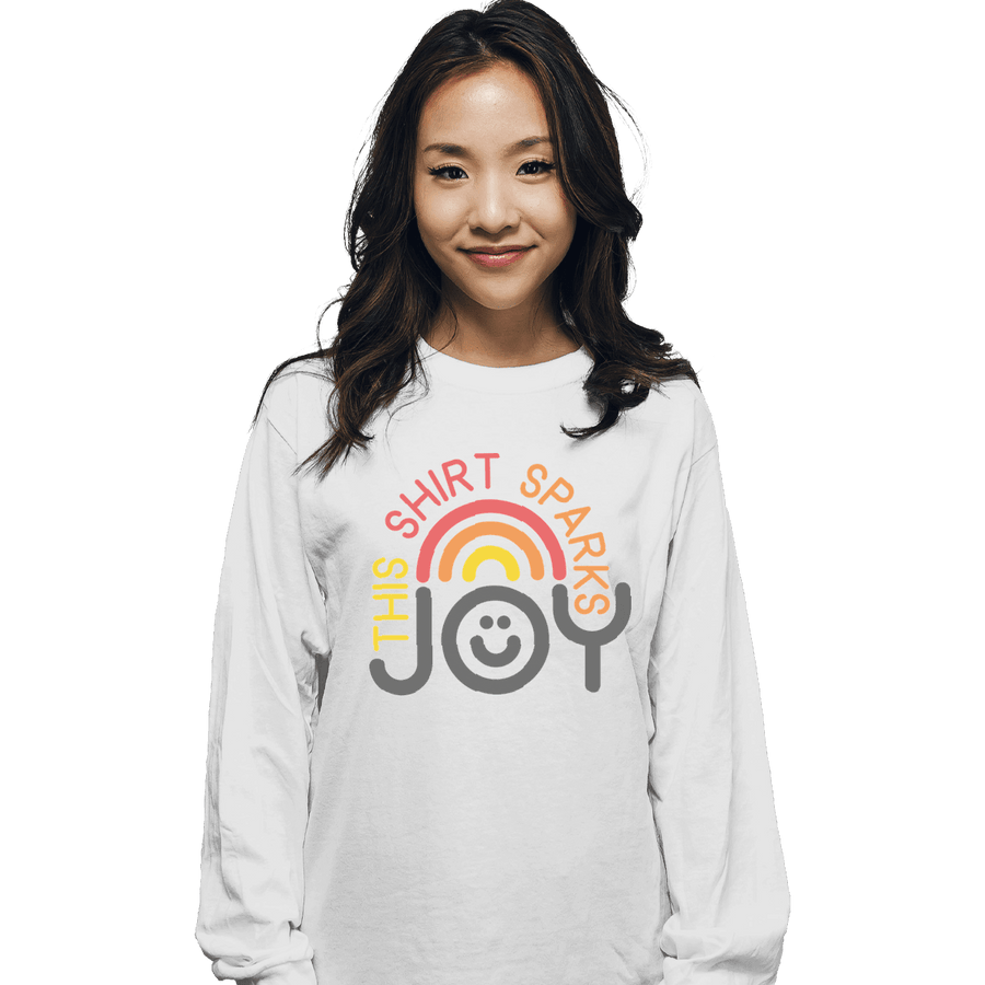 Shirts Long Sleeve Shirts, Unisex / Small / White This Shirt Sparks Joy