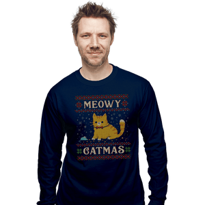 Daily_Deal_Shirts Long Sleeve Shirts, Unisex / Small / Navy Meowy Catmas