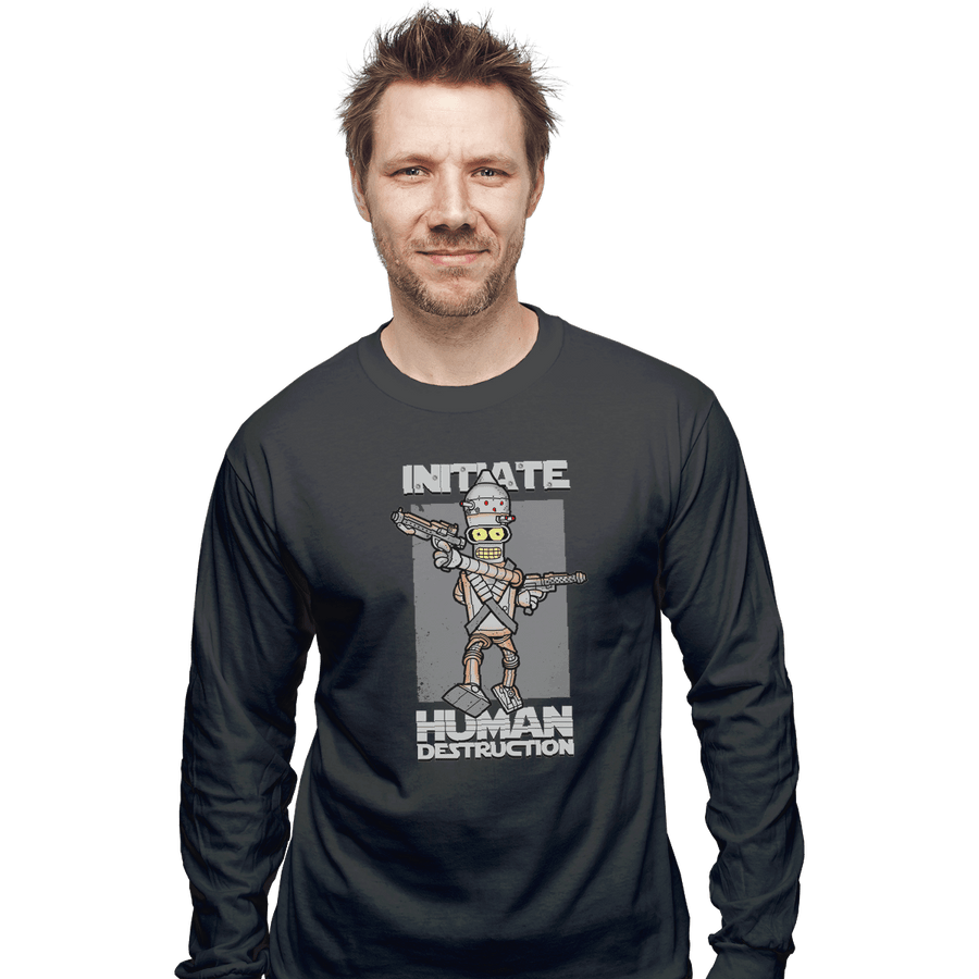 Shirts Long Sleeve Shirts, Unisex / Small / Charcoal Initiate Human Destruction