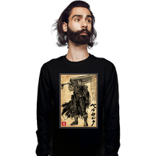 Load image into Gallery viewer, Daily_Deal_Shirts Long Sleeve Shirts, Unisex / Small / Black Black Swordsman Woodblock
