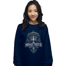 Load image into Gallery viewer, Shirts Long Sleeve Shirts, Unisex / Small / Navy Minas Tirith White Ale
