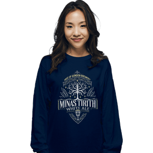 Shirts Long Sleeve Shirts, Unisex / Small / Navy Minas Tirith White Ale