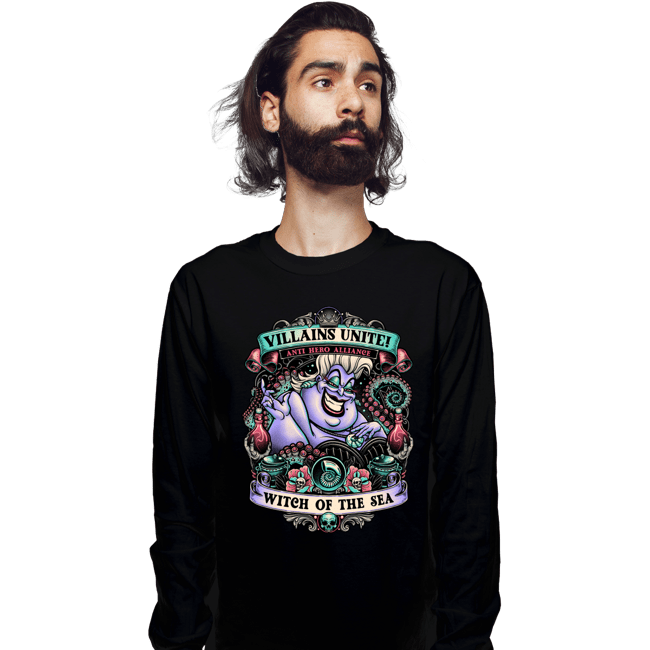 Daily_Deal_Shirts Long Sleeve Shirts, Unisex / Small / Black Villains Unite Ursula