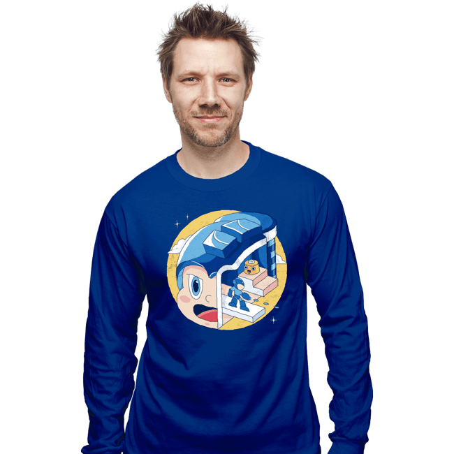 Shirts Long Sleeve Shirts, Unisex / Small / Royal Blue The Blue Bomber Head