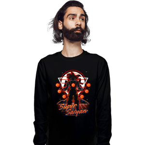 Shirts Long Sleeve Shirts, Unisex / Small / Black Retro Super Saiyan