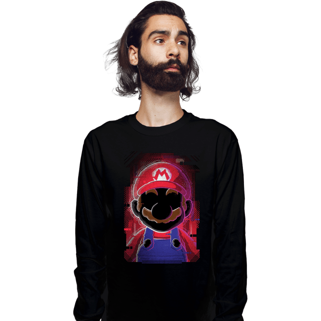 Secret_Shirts Long Sleeve Shirts, Unisex / Small / Black Mario Glitch
