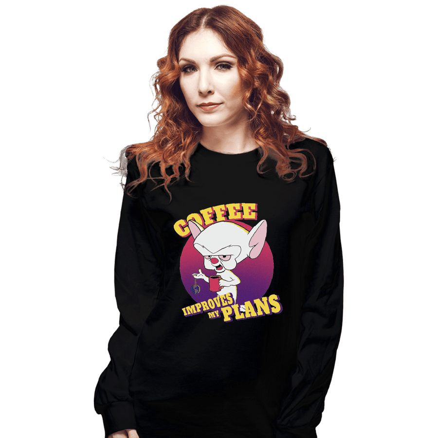 Shirts Long Sleeve Shirts, Unisex / Small / Black Coffee Improves My Plans
