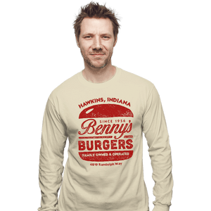 Shirts Long Sleeve Shirts, Unisex / Small / Natural Benny's Burgers
