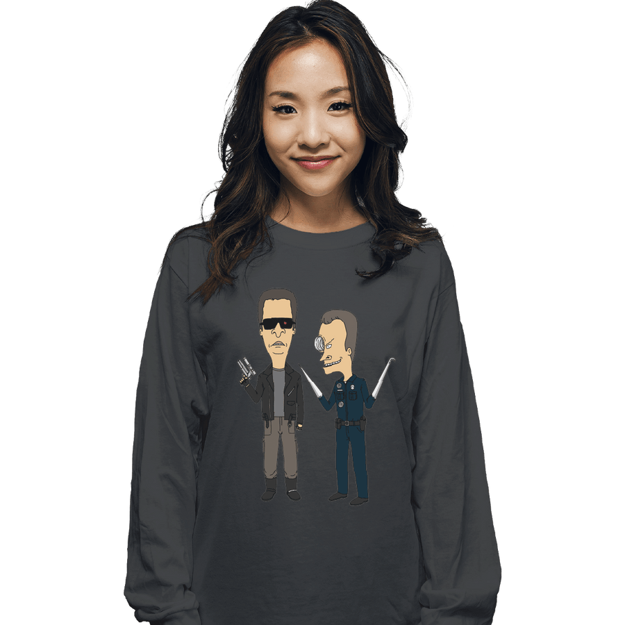 Shirts Long Sleeve Shirts, Unisex / Small / Charcoal T800 and T1000
