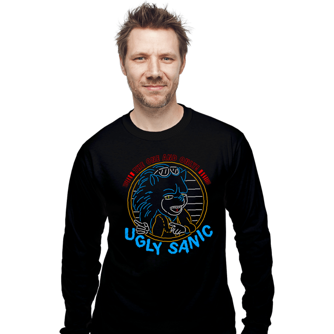 Daily_Deal_Shirts Long Sleeve Shirts, Unisex / Small / Black Ugly Sanic
