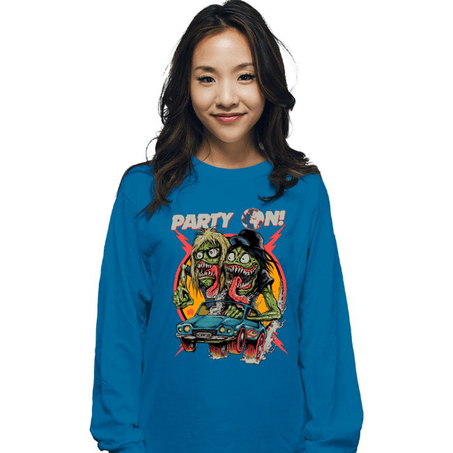 Shirts Long Sleeve Shirts, Unisex / Small / Sapphire Party On