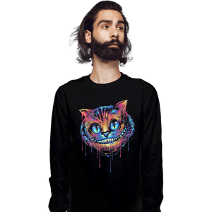 Shirts Long Sleeve Shirts, Unisex / Small / Black Colorful Cat