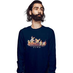 Shirts Long Sleeve Shirts, Unisex / Small / Navy Fire Friends