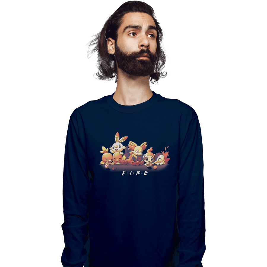 Shirts Long Sleeve Shirts, Unisex / Small / Navy Fire Friends