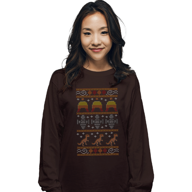 Daily_Deal_Shirts Long Sleeve Shirts, Unisex / Small / Dark Chocolate Shiny Christmas