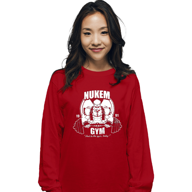 Shirts Long Sleeve Shirts, Unisex / Small / Red Nukem Gym