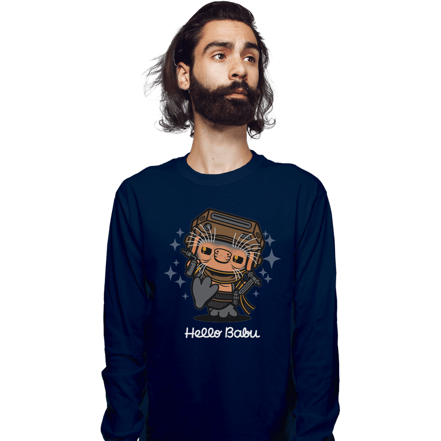 Shirts Long Sleeve Shirts, Unisex / Small / Navy Hello Babu
