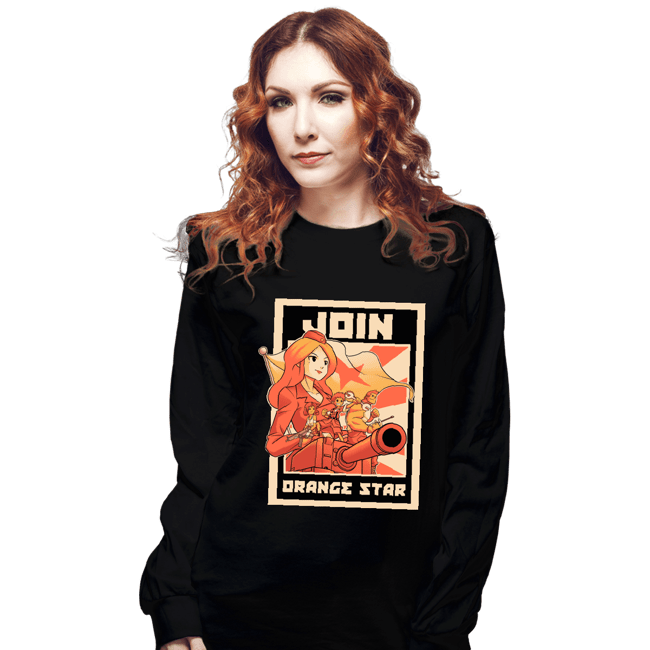 Shirts Long Sleeve Shirts, Unisex / Small / Black Orange Star Army