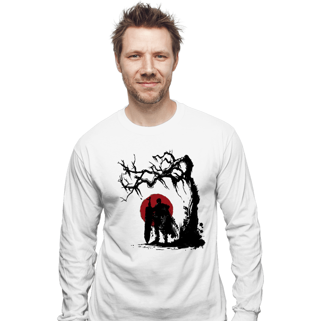 Shirts Long Sleeve Shirts, Unisex / Small / White Black Swordsman Under The Sun