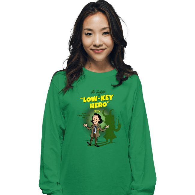 Secret_Shirts Long Sleeve Shirts, Unisex / Small / Irish Green Low-Key Hero