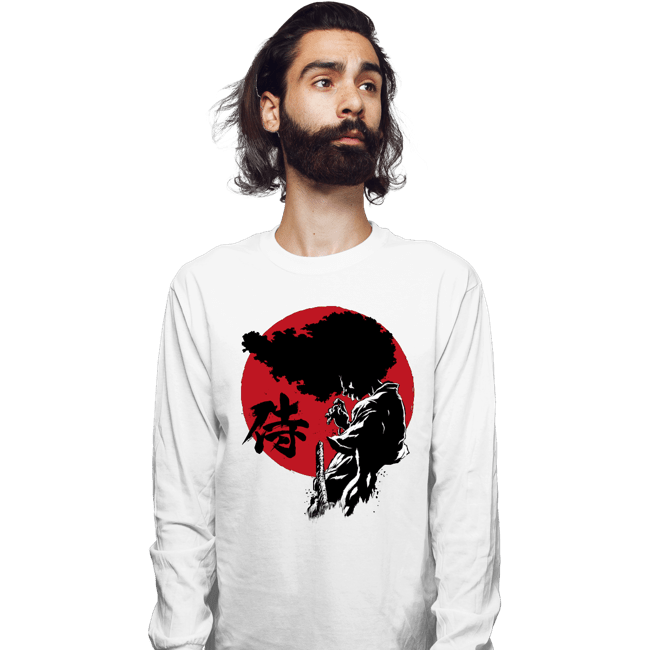 Daily_Deal_Shirts Long Sleeve Shirts, Unisex / Small / White Afro Sumi-E