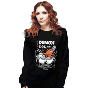 Daily_Deal_Shirts Long Sleeve Shirts, Unisex / Small / Black Demon Dog Ramen