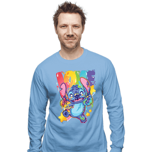 Shirts Long Sleeve Shirts, Unisex / Small / Powder Blue Alien Says Love