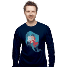 Load image into Gallery viewer, Shirts Long Sleeve Shirts, Unisex / Small / Navy Mermaid Kiss
