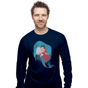 Shirts Long Sleeve Shirts, Unisex / Small / Navy Mermaid Kiss