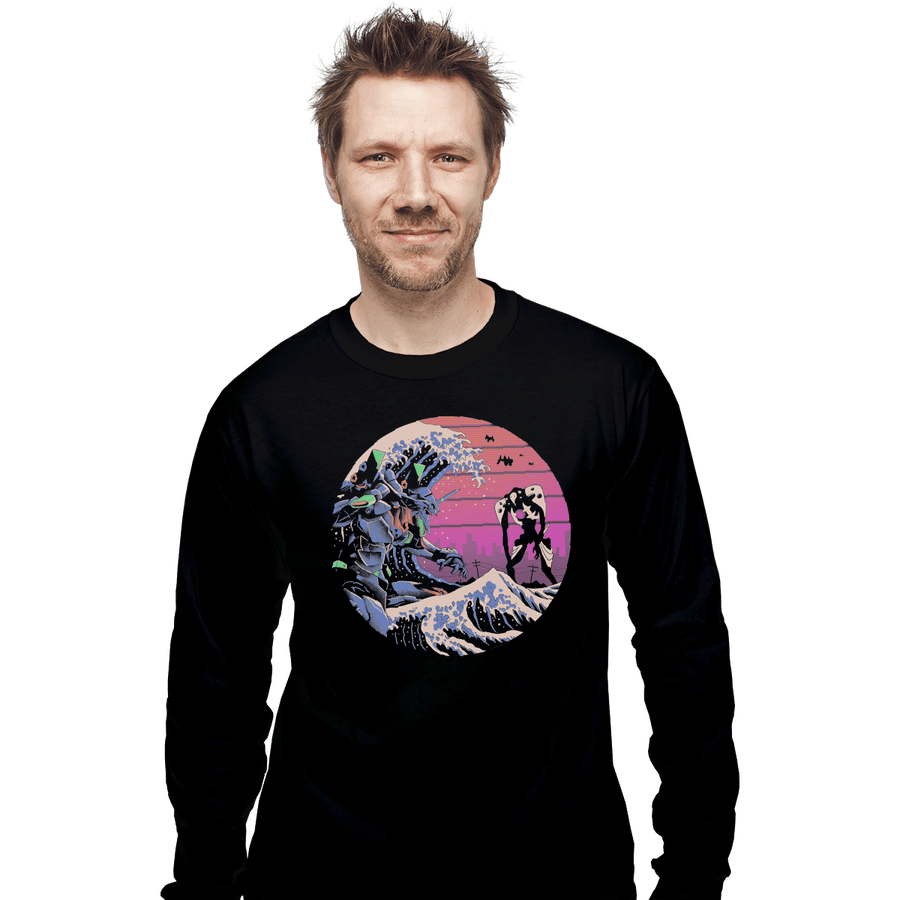 Shirts Long Sleeve Shirts, Unisex / Small / Black Retro Wave EVA