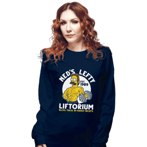 Shirts Long Sleeve Shirts, Unisex / Small / Navy Ned's Lefty Liftorium