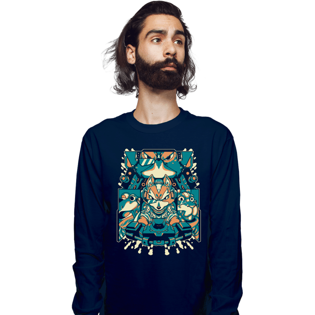 Daily_Deal_Shirts Long Sleeve Shirts, Unisex / Small / Navy Fox Of The Stars