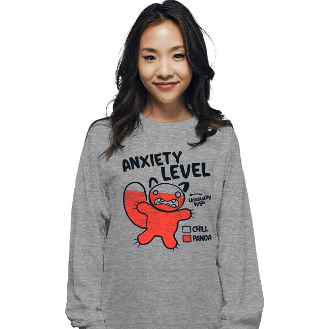 Daily_Deal_Shirts Long Sleeve Shirts, Unisex / Small / Sports Grey Anxiety Level Panda