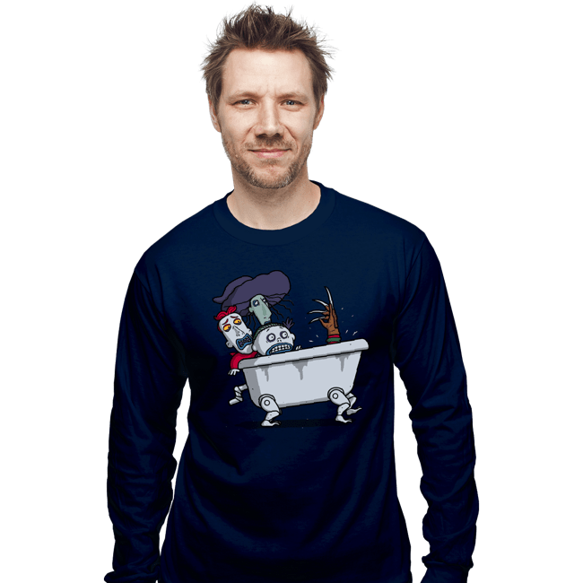 Daily_Deal_Shirts Long Sleeve Shirts, Unisex / Small / Navy Halloween Bathtub