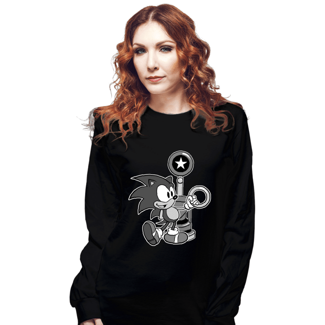 Shirts Long Sleeve Shirts, Unisex / Small / Black Retro Sonic