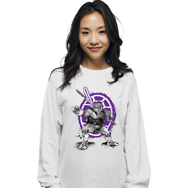 Daily_Deal_Shirts Long Sleeve Shirts, Unisex / Small / White Donatello Sumi-e