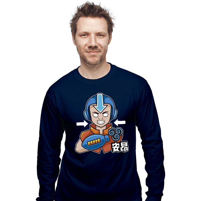Shirts Long Sleeve Shirts, Unisex / Small / Navy Aang Man