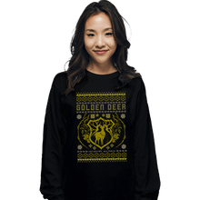 Load image into Gallery viewer, Shirts Long Sleeve Shirts, Unisex / Small / Black Golden Deer Sweater
