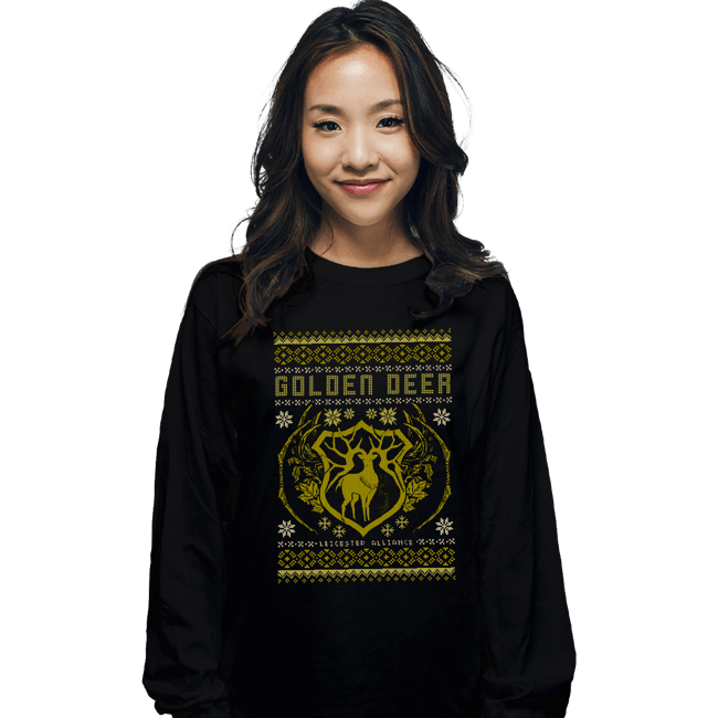 Shirts Long Sleeve Shirts, Unisex / Small / Black Golden Deer Sweater