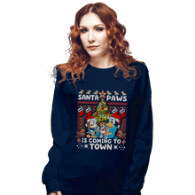 Load image into Gallery viewer, Daily_Deal_Shirts Long Sleeve Shirts, Unisex / Small / Navy Santa Paws Bluey Sweater
