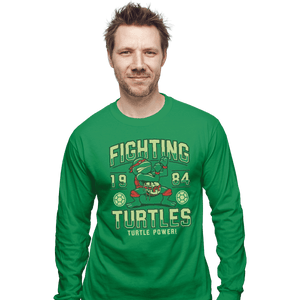 Shirts Long Sleeve Shirts, Unisex / Small / Irish Green Fighting Turtles