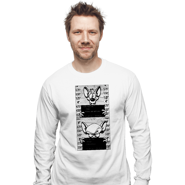 Secret_Shirts Long Sleeve Shirts, Unisex / Small / White Pinky And Brain Mugshot