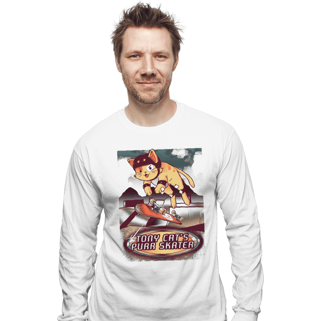 Secret_Shirts Long Sleeve Shirts, Unisex / Small / White Purr Skater