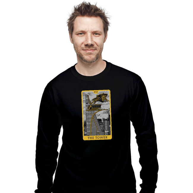 Shirts Long Sleeve Shirts, Unisex / Small / Black Tarot The Tower