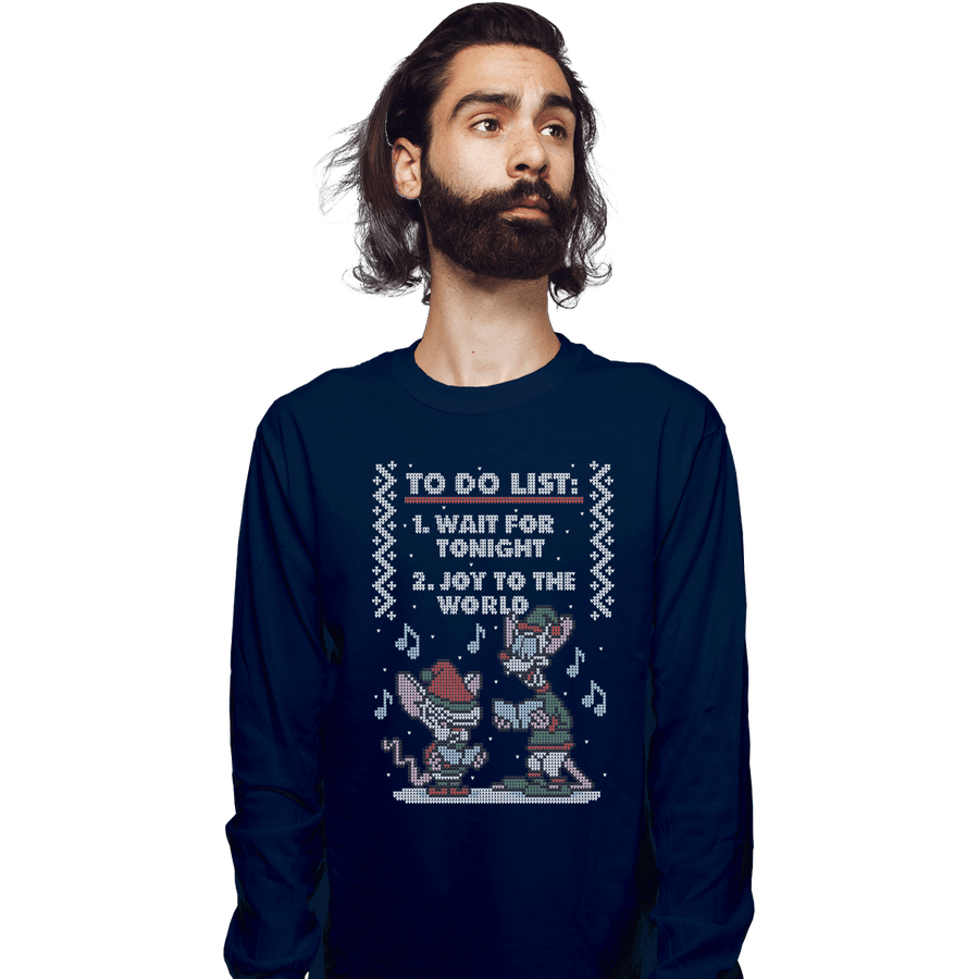 Shirts Long Sleeve Shirts, Unisex / Small / Navy Christmas List